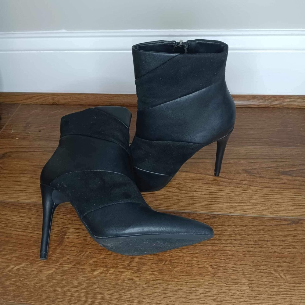 Black ankle heel booties
